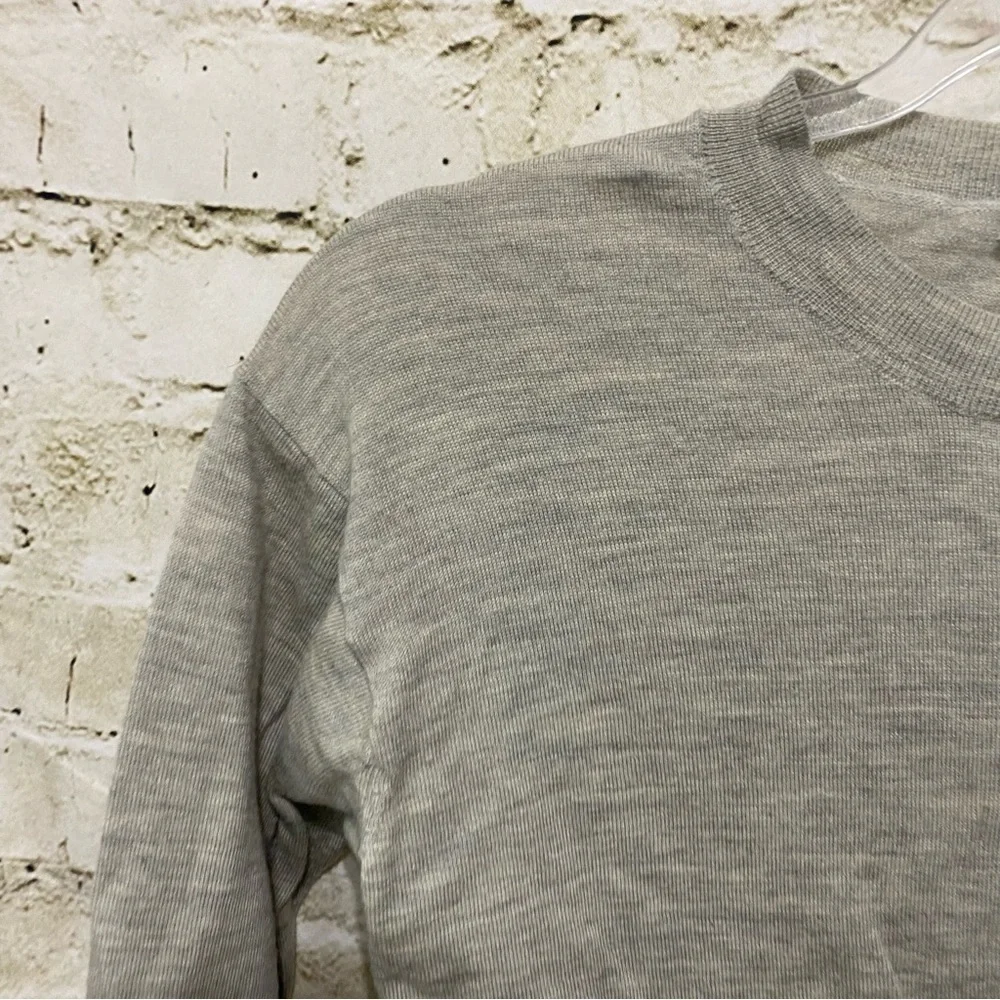 J Crew Gray 100% Merino Wool Exclamation Point Tippi 3/4 Sleeve Sweater